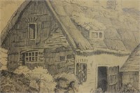 Antique Country Home Engraving