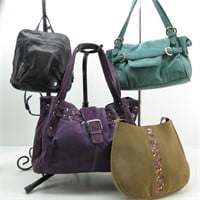 Four Handbags: Suede, Leather & Faux Suede