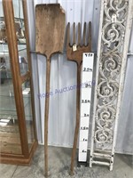 Wood shovel and fork