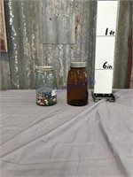 Blue and Brown fruit jars