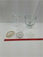 Lot of 6 pieces of clear glass