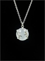 NRT silver leaf necklace, white pendant & earrings