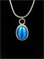 Silver necklace, blue pendant & Casey earrings