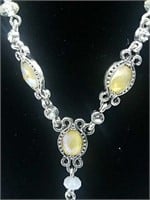 Avon yellow stone faceted necklace & earrings
