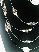 EL pink, beige, cooper bead necklace & earrings