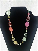 Multicolored resin necklace & Avon earrings