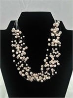 Avon multi pink pearl necklace & earrings