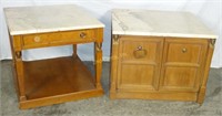 2 Large Marble Top Mid Century End 28" Tables