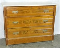 Antique 42" Marble Top Burled Walnut Dresser