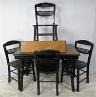 Antique Wood Dining Kitchen Table W 4 Chairs