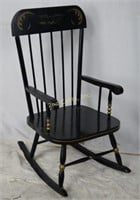 Vtg Children's 28" Black Stenciled Rocking Chair