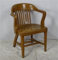 Vtg Solid Oak Side Desk Office Chair