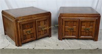 Pair Of Solid Wood Matching End Tables W/ Storage
