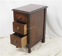 Vtg 18" Wood 3 Drawer Bedroom Night Stand Table