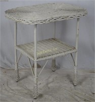 White Wicker Side Table