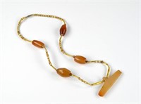 Pre Columbian jade, gold, and shell necklace