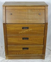 Mid Century Oak Fold Out Secretary Desk Chest