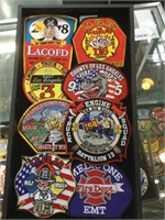 TRAY LOT OF FIREMAN PATCHES