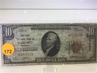 1929 10 DOLLAR BILL :THE FIRTS NATIONAL BANK"