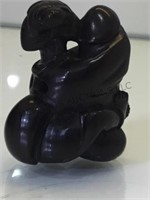CARVED WOODEN EROTIC COUPLE WITH CLOTH  POUCH