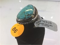 STERLING & TURQUOISE RING , SIZE 9
