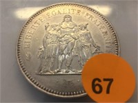1977  50 FRANCS  SILVER COIN