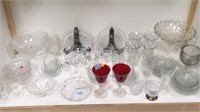 SHELF LOT ASSORTED CRYSTAL AND GLASSWARE