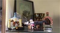 SHELF LOT HORSE THEMED DECANTERS, TROPHY AND MORE