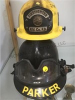 2 FIREFIGHTER HELMETS WITH GOGGLES