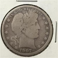 1907 D Barber Half Dollar