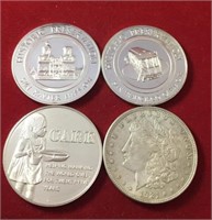 (3) .925 Silver Rounds & (1) .900 Silver Morgan $
