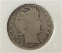 1909 Barber Quarter (90% Silver)