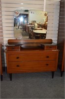 MID CENTURY LEBUS DRESSING CHEST WITH MIRROR, 42”