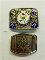 (2) 1977 Freemasonry Fraternal Belt Buckels