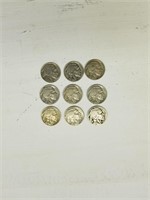 (9) Buffalo Nickels 1935-1938