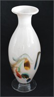 Vtg Art Glass Vase 9"t
