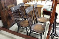 Oak Pressed Back Chairs -
