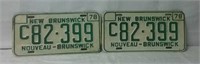 Matching 1978 New Brunswick License Plates