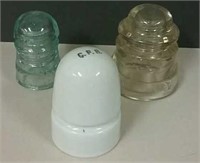 Porcelain CPR Insulator & 2 Glass Insulators