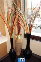(3) Decorative Vases w/Foliage