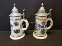 Two Regimental German Steins w/ Nude Litopanes