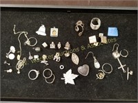 Assorted Sterling Charms, Rings & Pendants