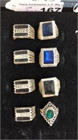 SELECTION OF 8 RINGS WITH ASSORTED COLORED STONES