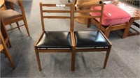 MID CENTURY DINING CHAIRS WITH BLACK UPHOLSTERED