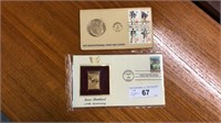 24K FIRST DAY COMMEMORATIVE STAMP & AN AMERICAN