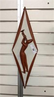 MID CENTURY TRUMPETER WALL PLAQUE; 7" x22"