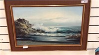 FRAMED SEASCAPE PAINTING BY S TADD; 36" X 24"