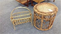 BAMBOO MAGAZINE RACK AND WOVEN END TABLE