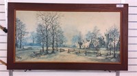 MID CENTURY FRAMED PRINT SIGNED FOLLAND, 46” X 26”