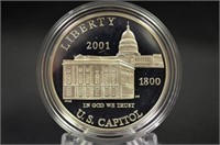 2001 CAPITOL VISITOR CENTER PROOF SILVER DOLLAR